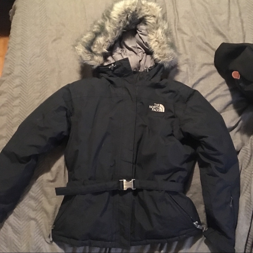 Black North Face Ski Jacket with Belt